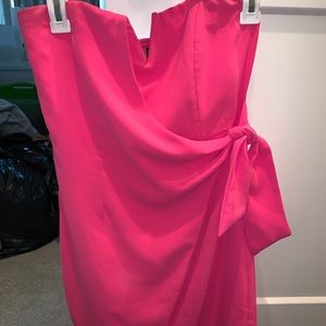Wrap pink strapless dress